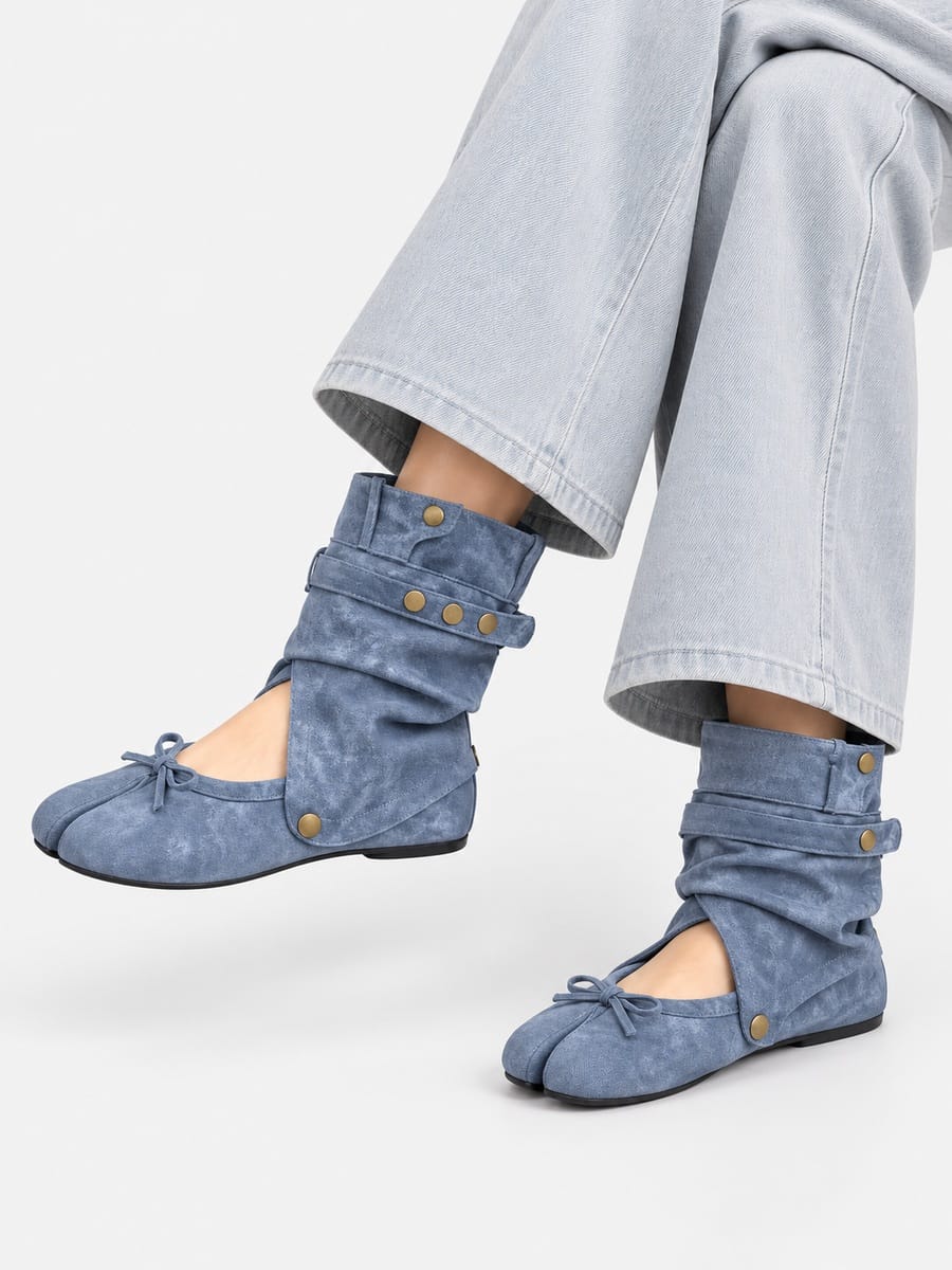 Casa Bellori Toscane – Bottine tabi plissée femme – Bleu