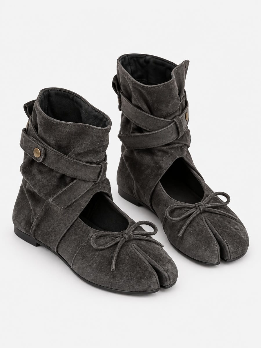 Casa Bellori Toscane – Bottine tabi plissée femme – Noir