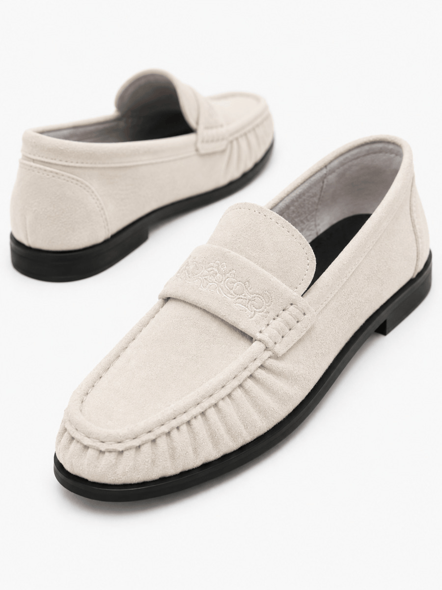 Casa Bellori Ulysse – Mocassin en daim blanc plissé homme