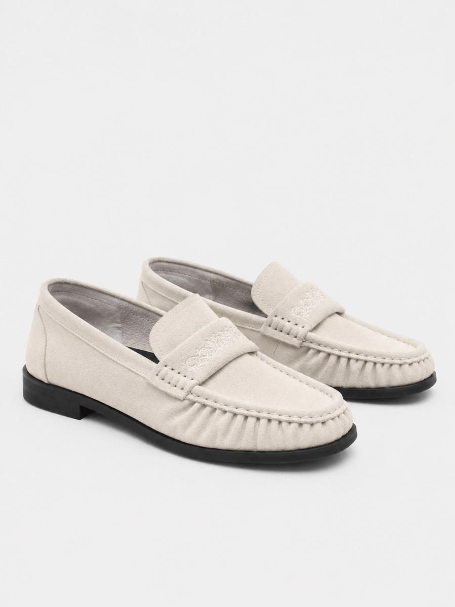 Casa Bellori Ulysse – Mocassin en daim blanc plissé homme