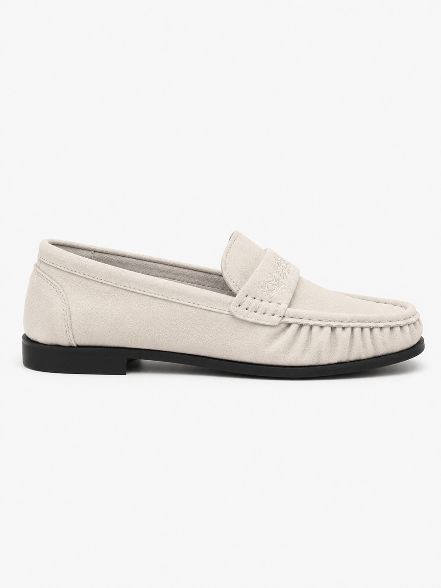 Casa Bellori Ulysse – Mocassin en daim blanc plissé homme