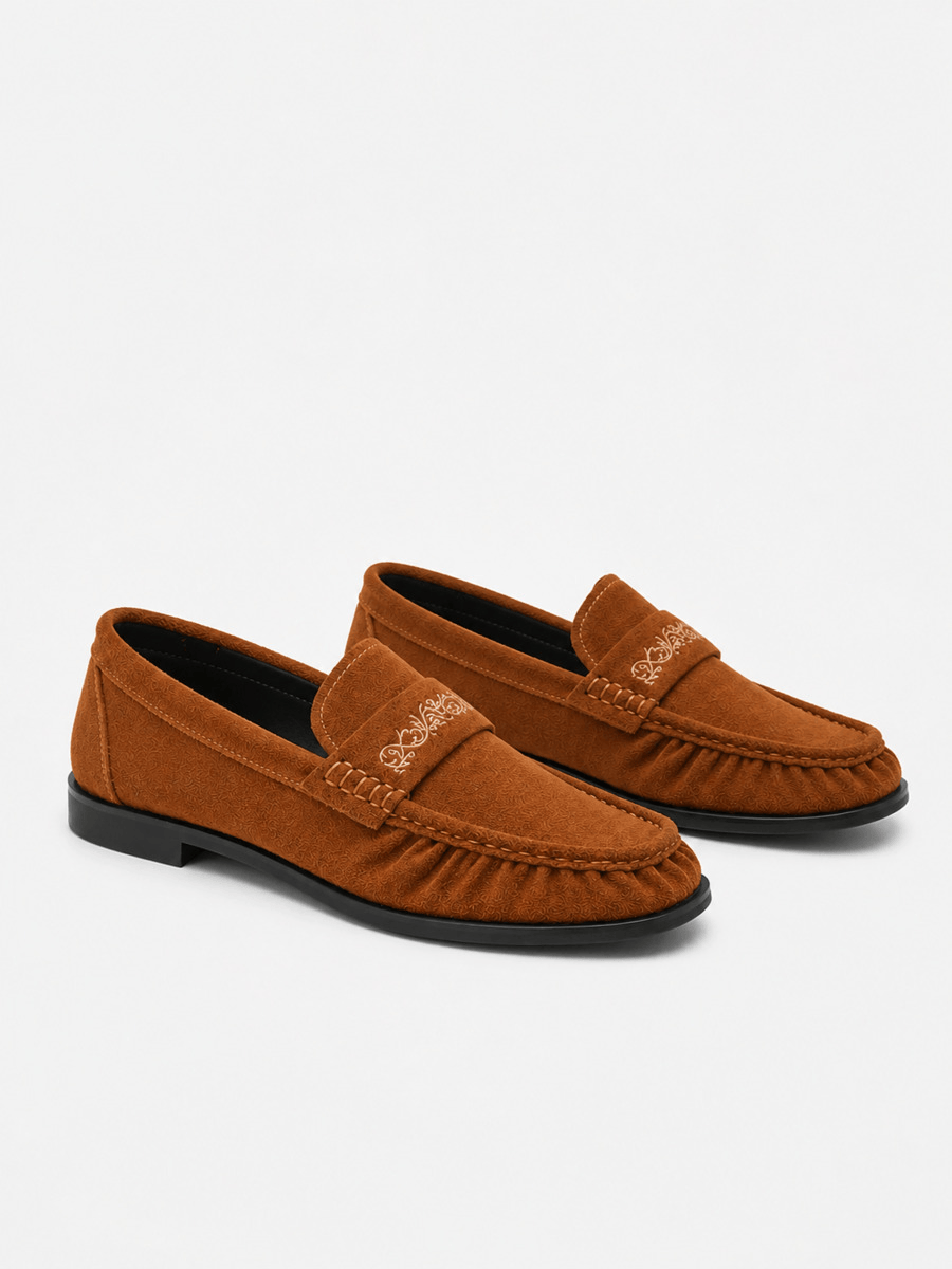 Casa Bellori Valentin – Mocassin en daim marron plissé homme