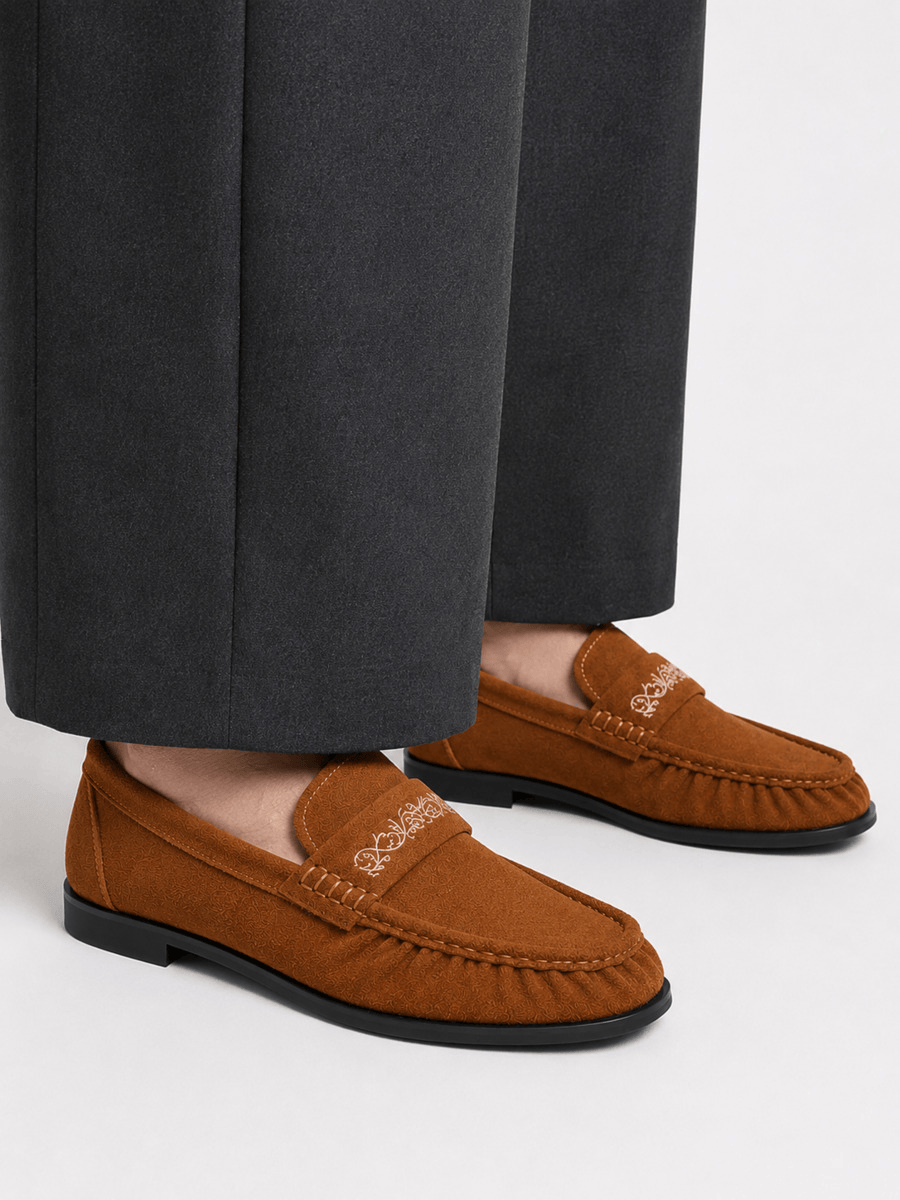 Casa Bellori Valentin – Mocassin en daim marron plissé homme