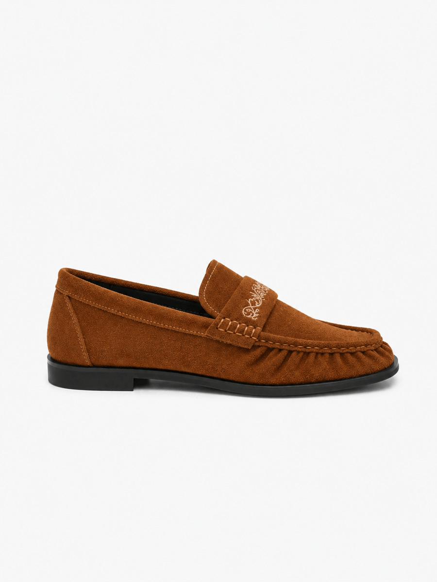 Casa Bellori Valentin – Mocassin en daim marron plissé homme