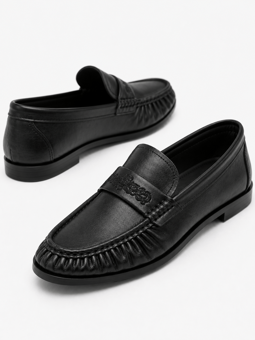 Casa Bellori Wilfried – Mocassin en daim noir plissé homme