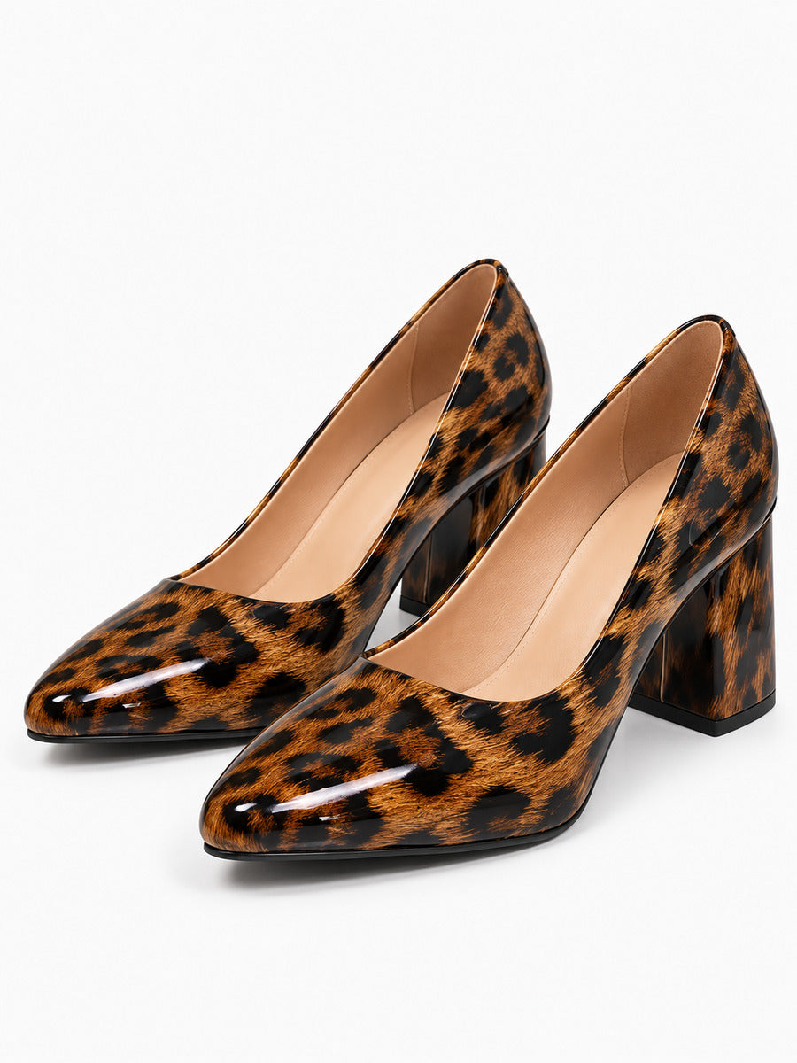 Charlotte – Escarpin léopard à talon épais femme — paire 3/4