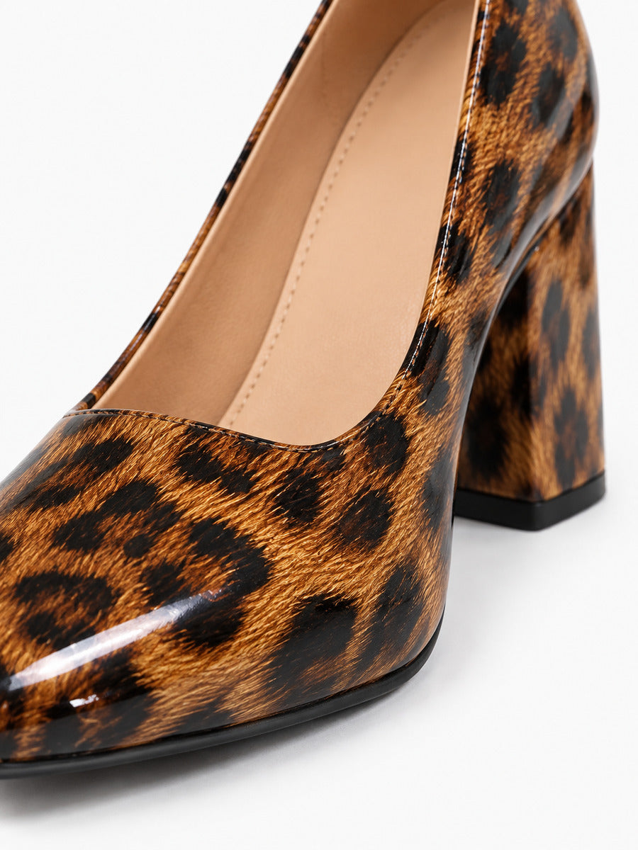 Charlotte – Escarpin léopard à talon épais femme — détail