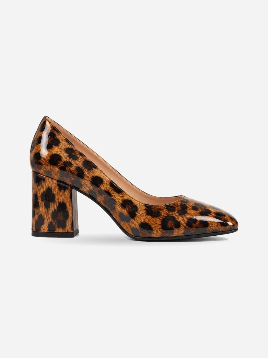 Charlotte – Escarpin léopard à talon épais femme — profil droit