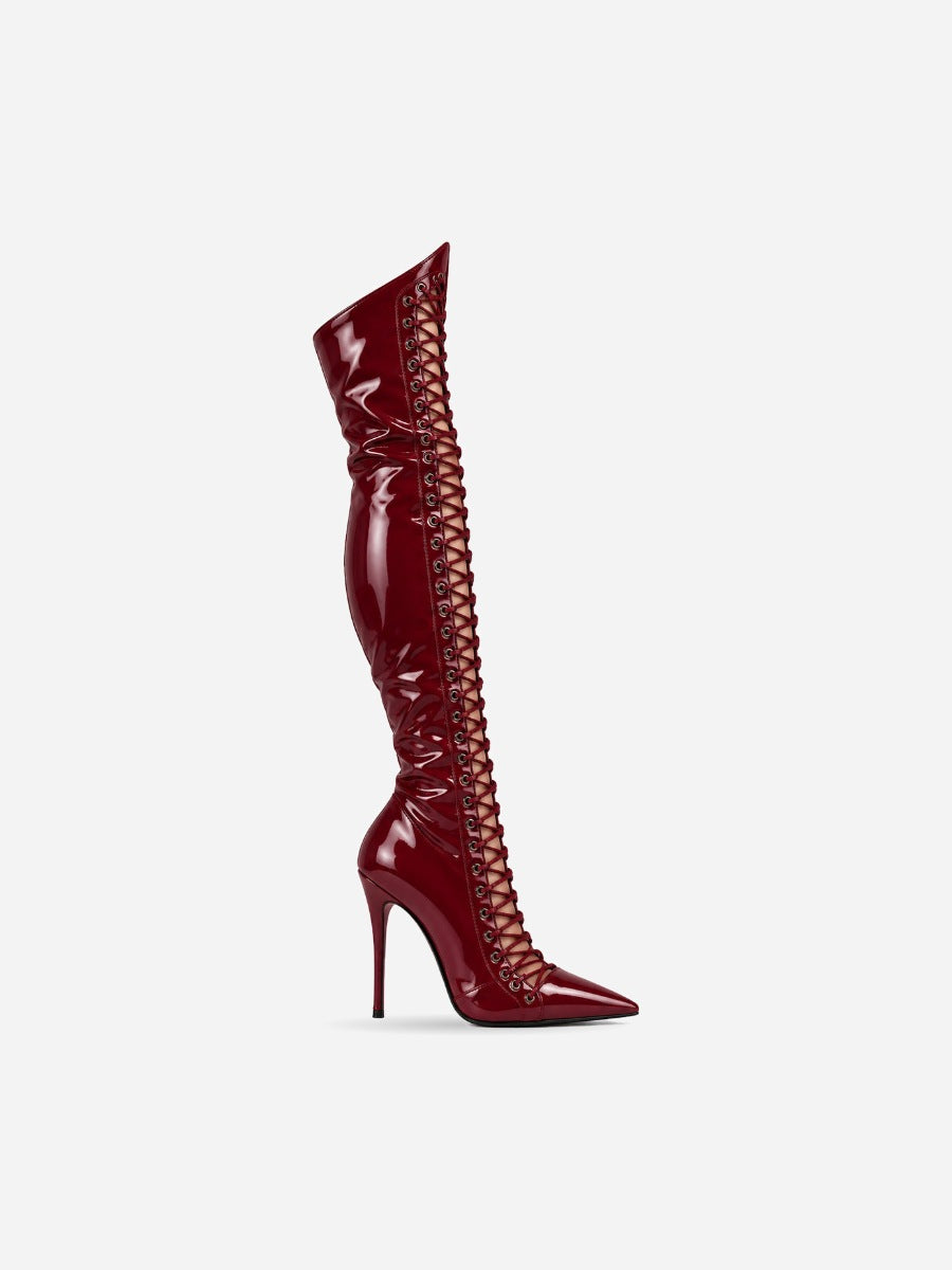Clara – Botte longue à talon haut pointue femme — profil droit