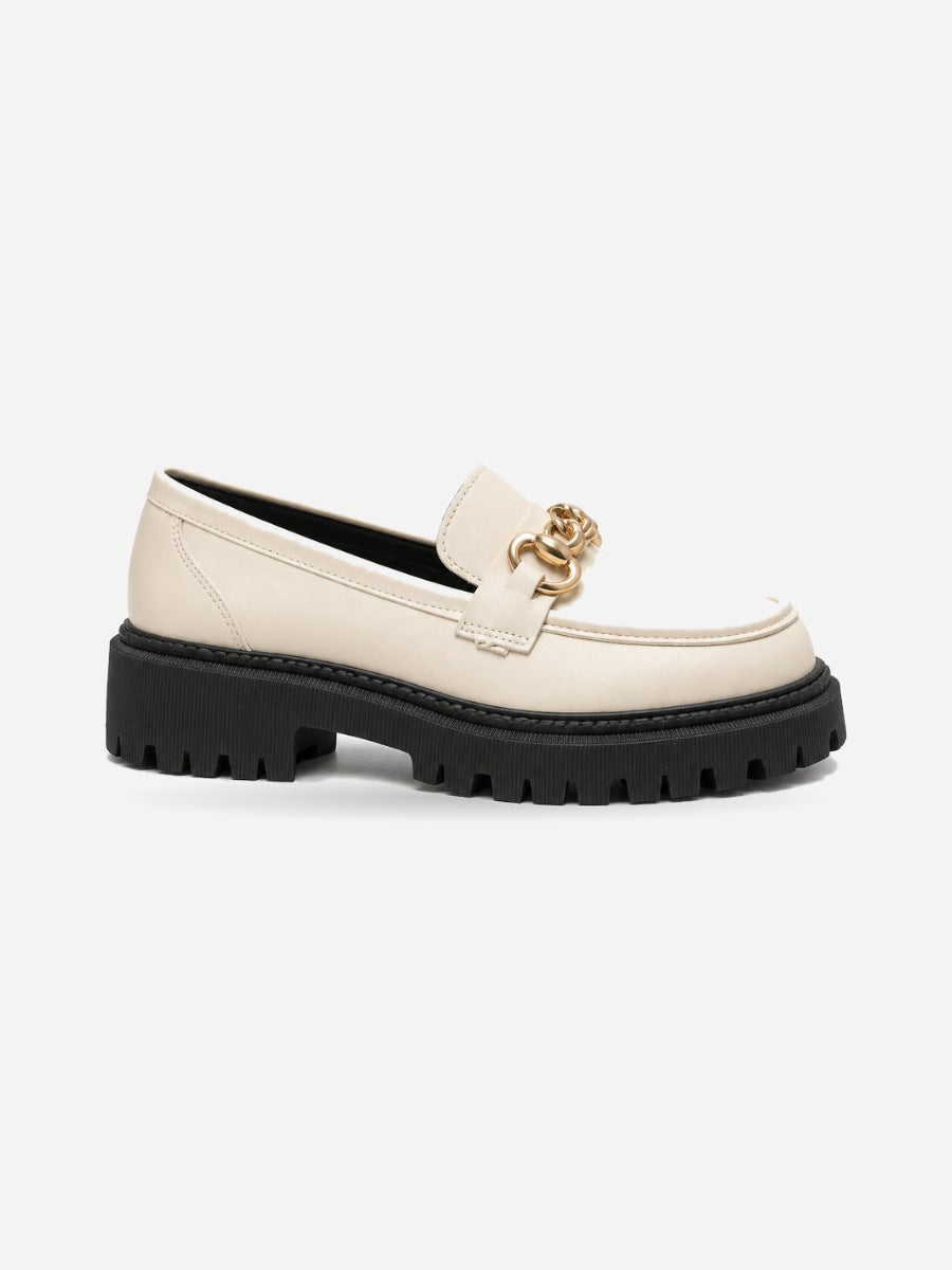 Claudia – Mocassin plateforme femme – Blanc — profil droit