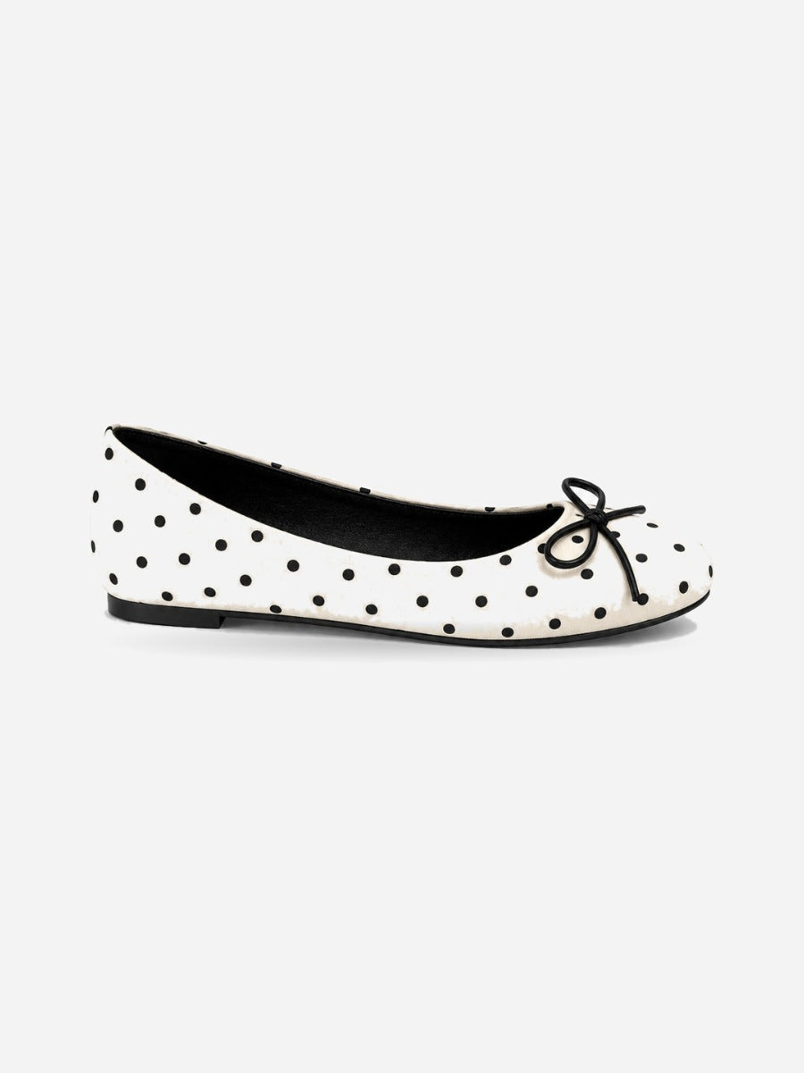 Clémence-Rose – Ballerine à pois bout rond femme – Beige — profil droit