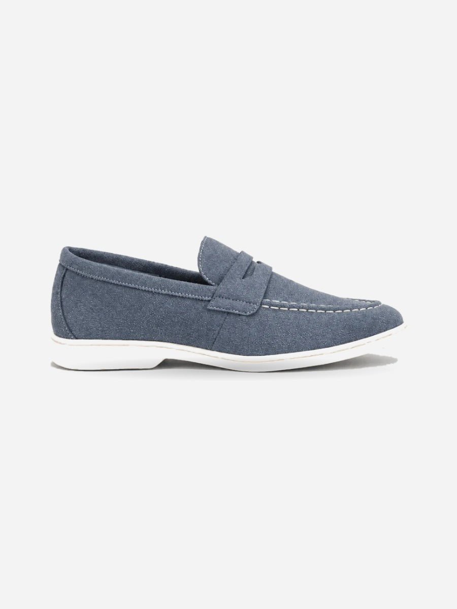 Clément – Mocassin léger homme – Bleu — profil droit