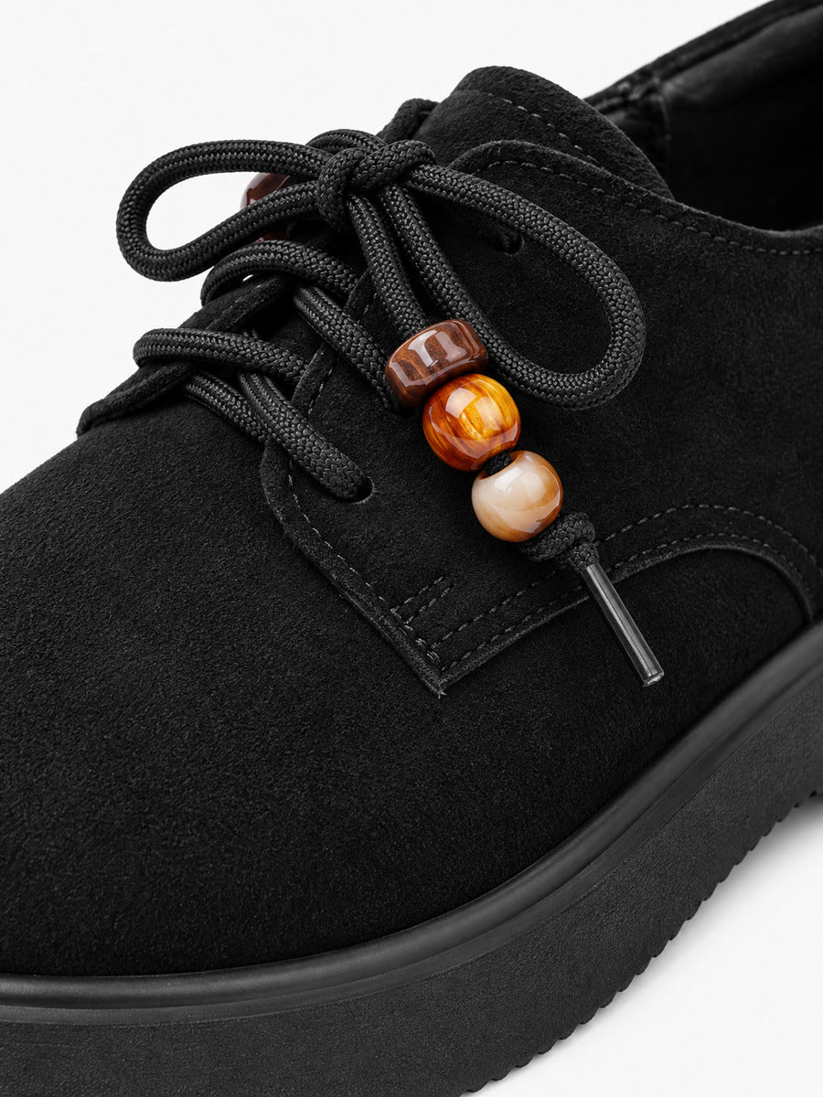 Colombe – Mocassin en daim noir femme — détail