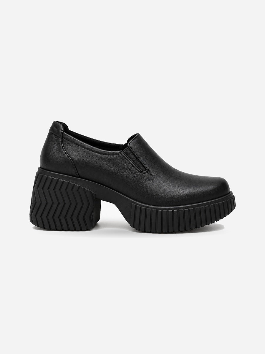 Delphine – Mocassin bas femme – Noir — profil droit