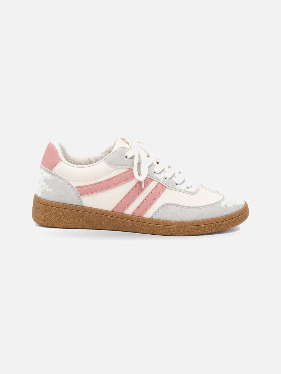 Diane – Baskets femme – Blanc et rose — profil droit