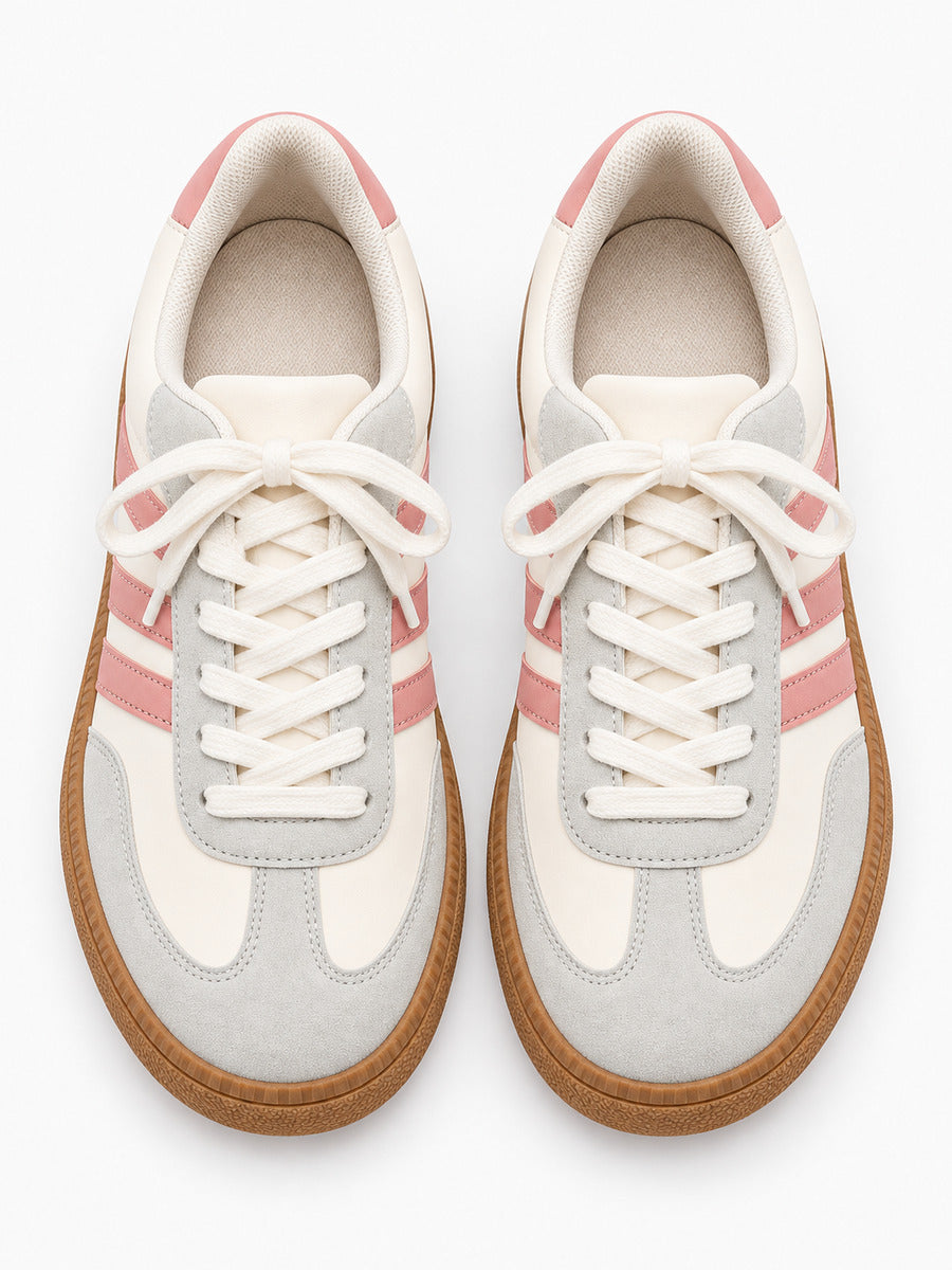 Diane – Baskets femme – Blanc et rose — dessus