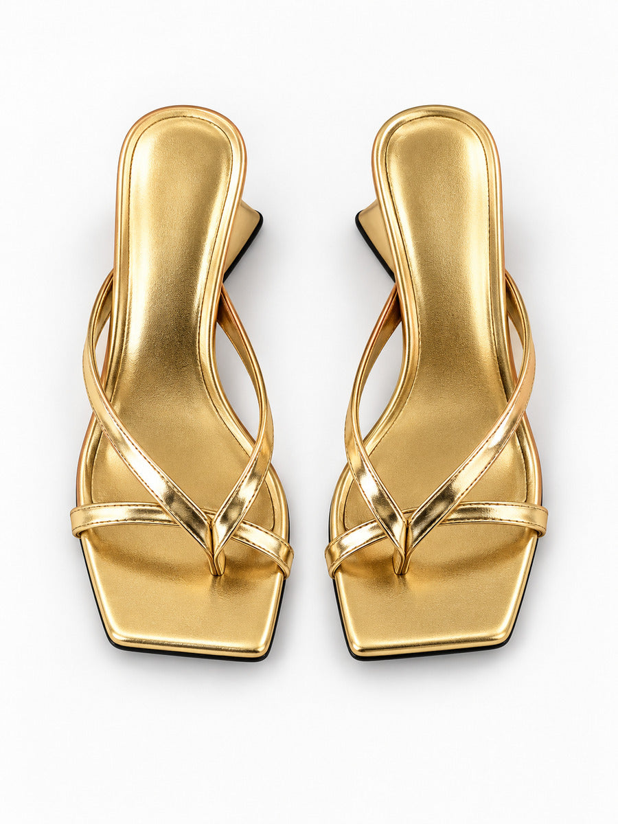 Dina – Mule à talon fin femme – Doré — dessus