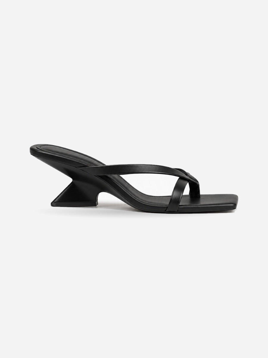 Dina – Mule à talon fin femme – Noir — profil droit