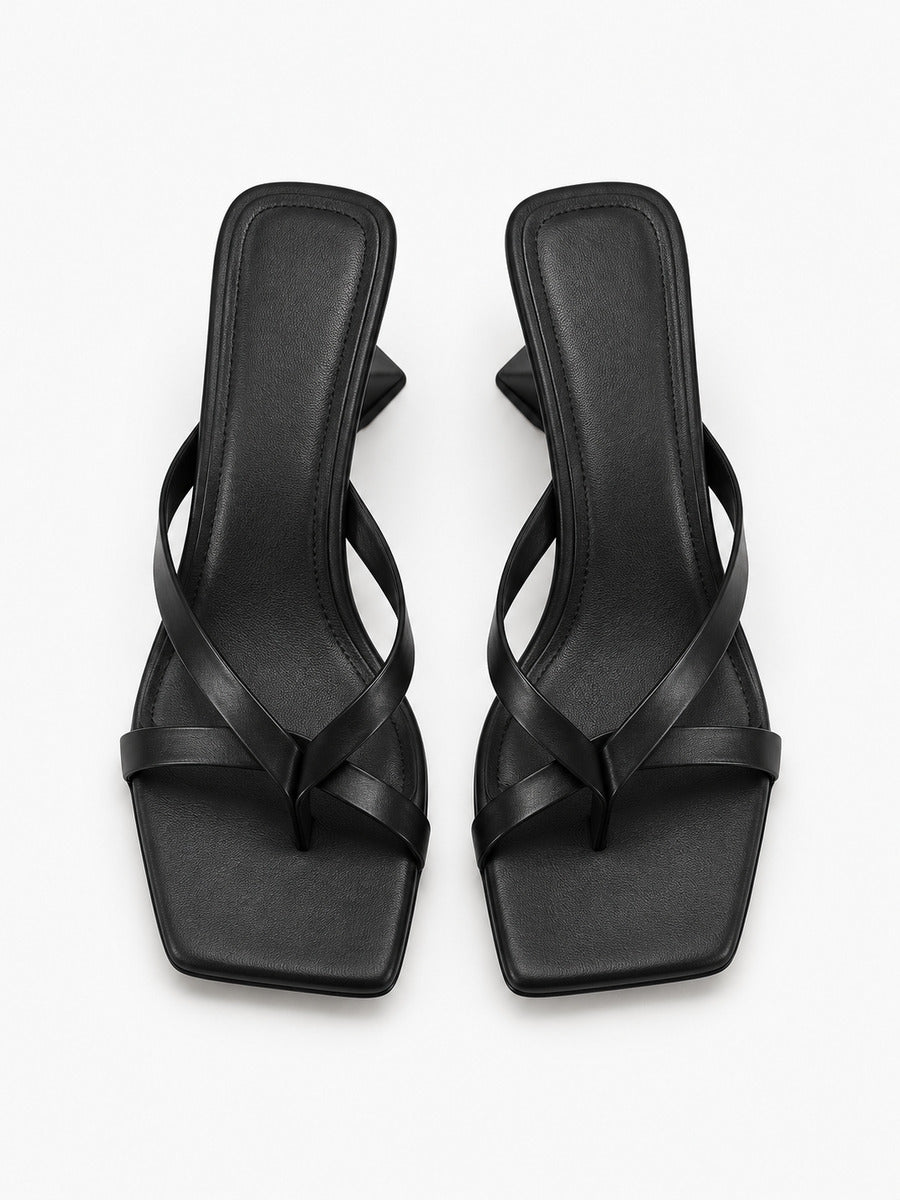 Dina – Mule à talon fin femme – Noir — dessus