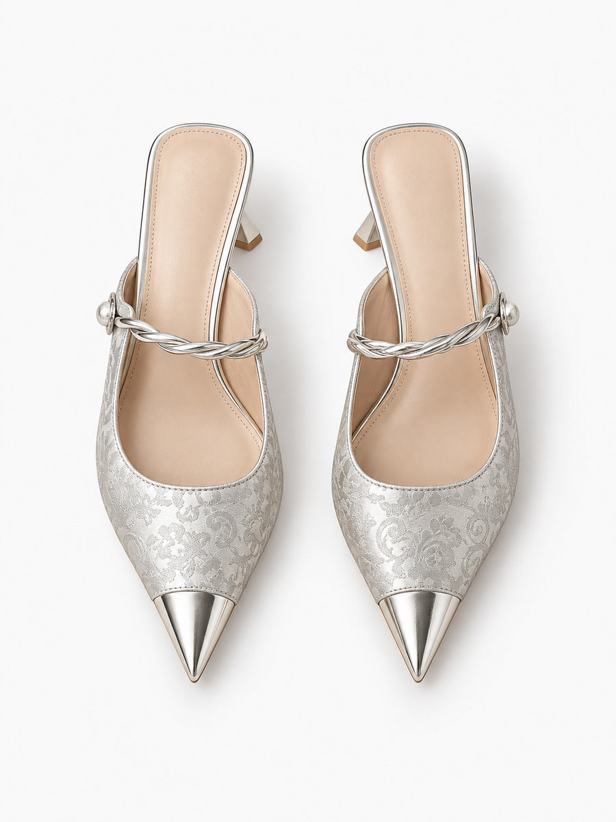 Dora – Mule à bride femme – Argenté — dessus