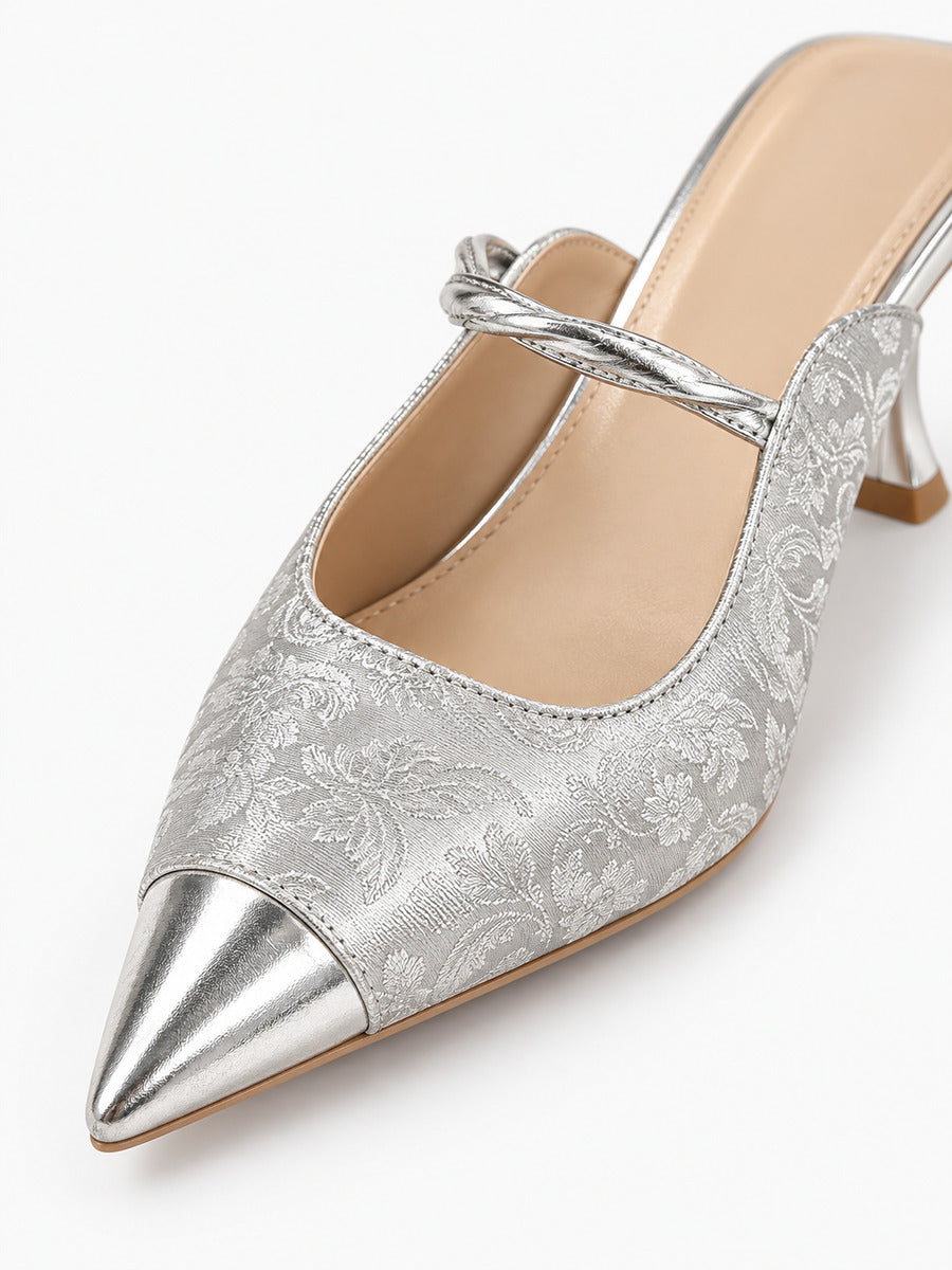 Dora – Mule à bride femme – Argenté — détail