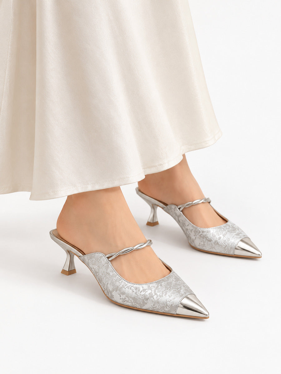Dora – Mule à bride femme – Argenté — portée
