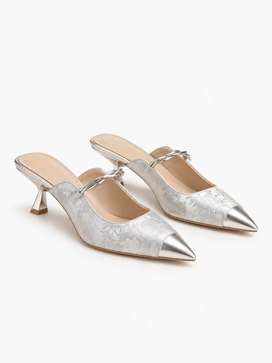 Dora – Mule à bride femme – Argenté — trois quarts