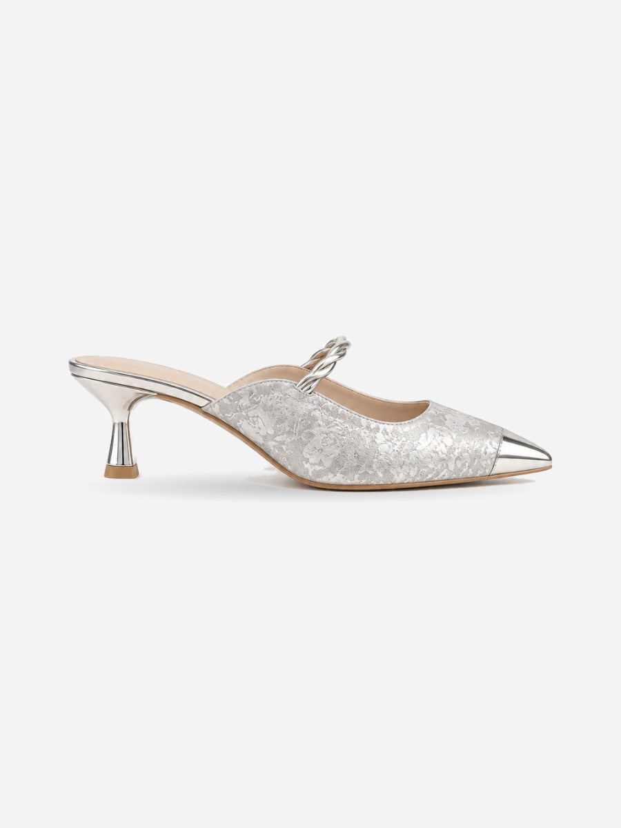 Dora – Mule à bride femme – Argenté — profil droit