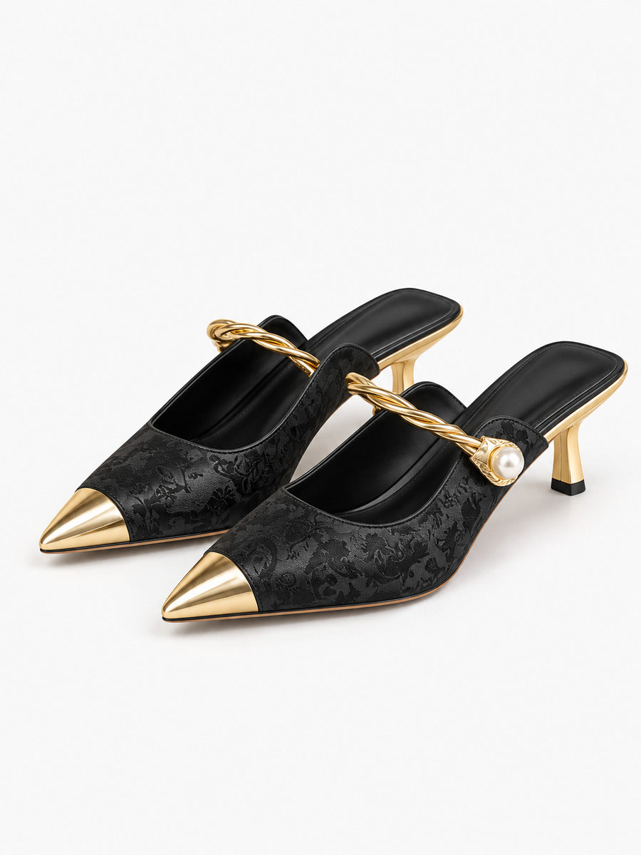 Dora – Mule à bride femme – Noir — trois quarts