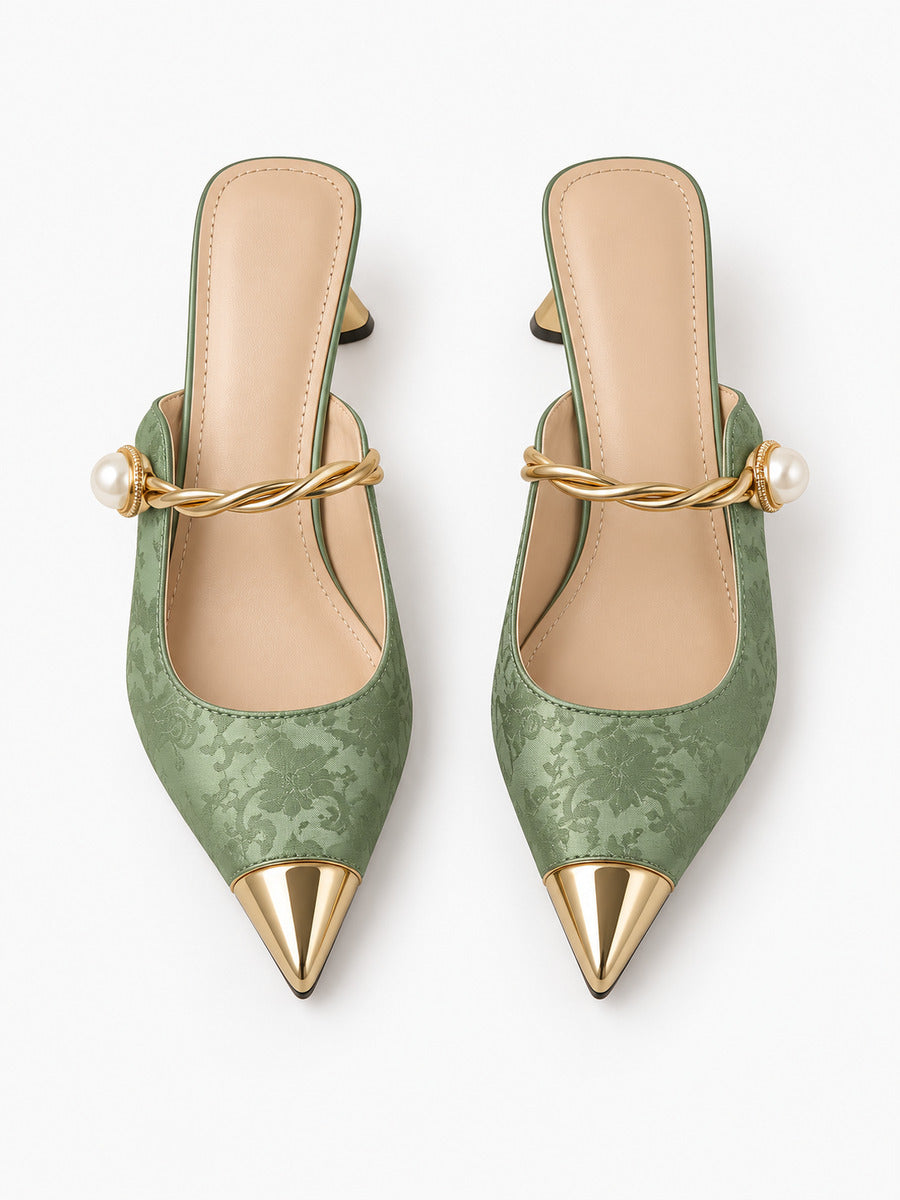 Dora – Mule à bride femme – Vert — dessus