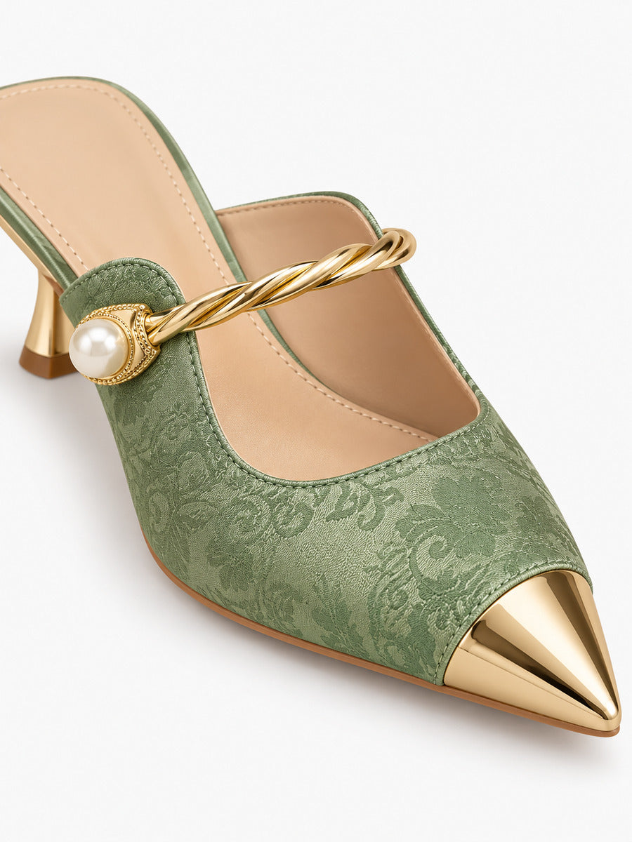 Dora – Mule à bride femme – Vert — détail
