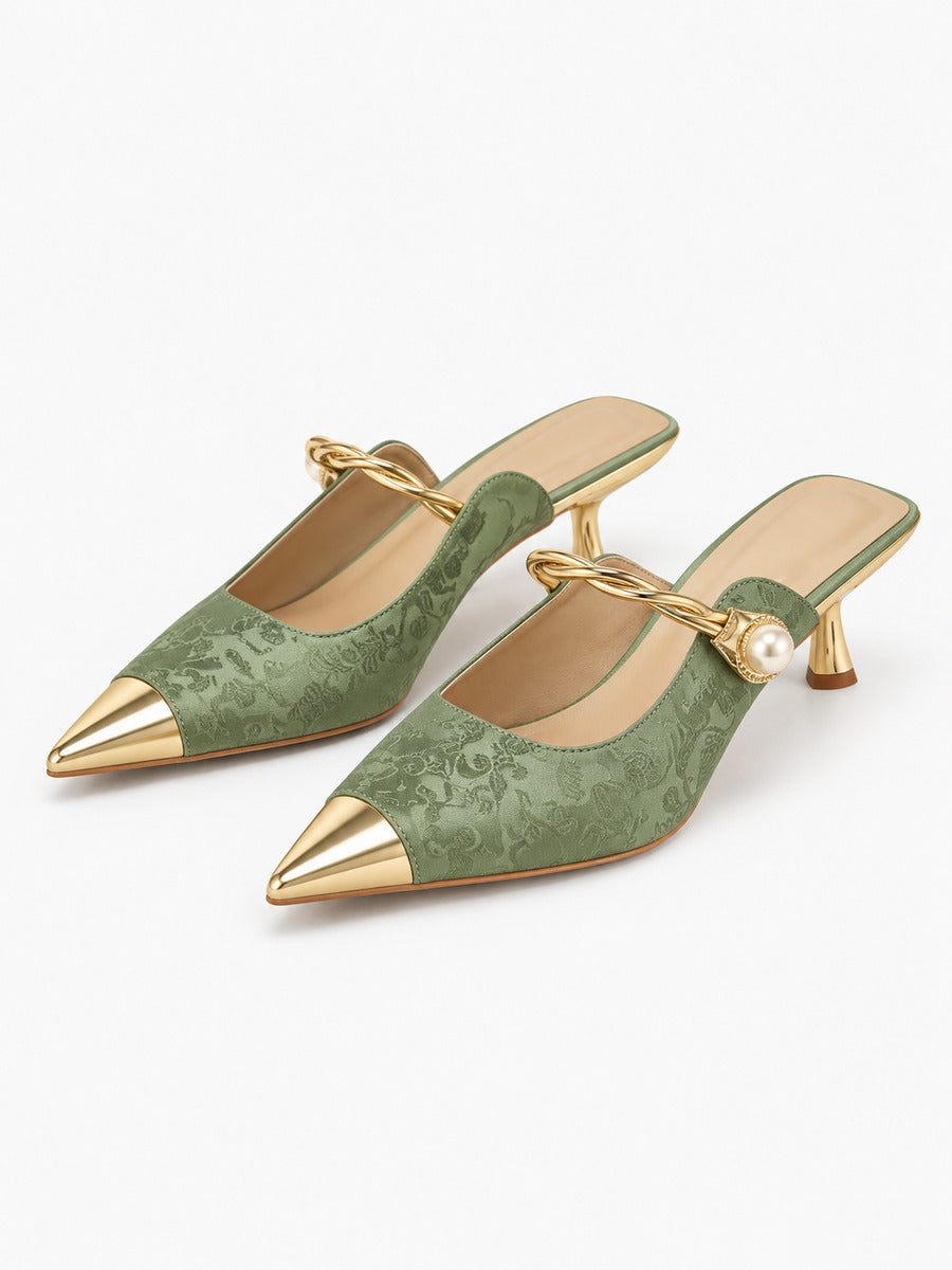 Dora – Mule à bride femme – Vert — trois quarts
