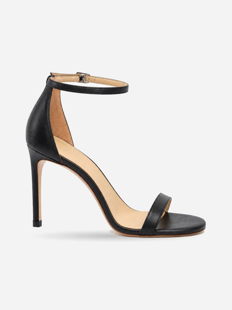 Elena – Sandale à bride cheville et talon fin femme – Noir — profil droit