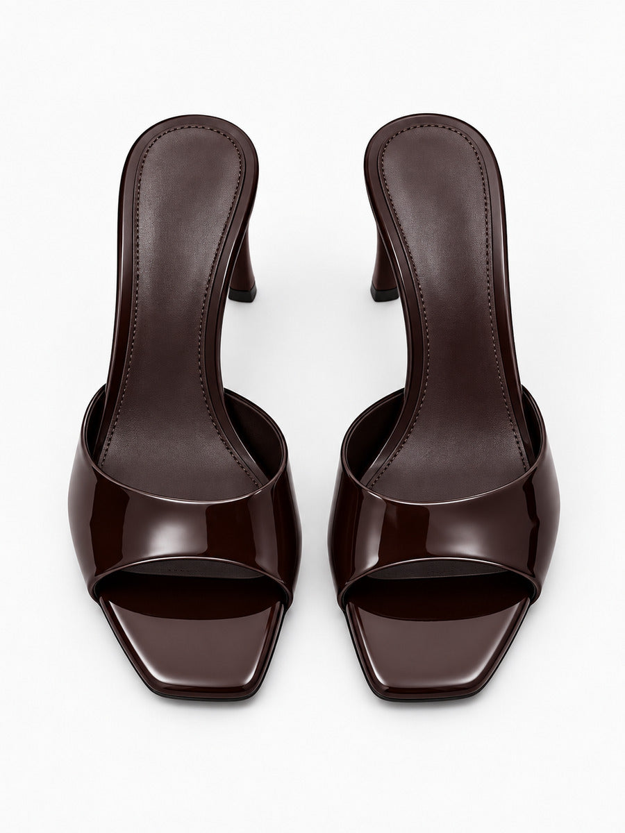Eliane – Mule gladiateur femme – Marron foncé — dessus