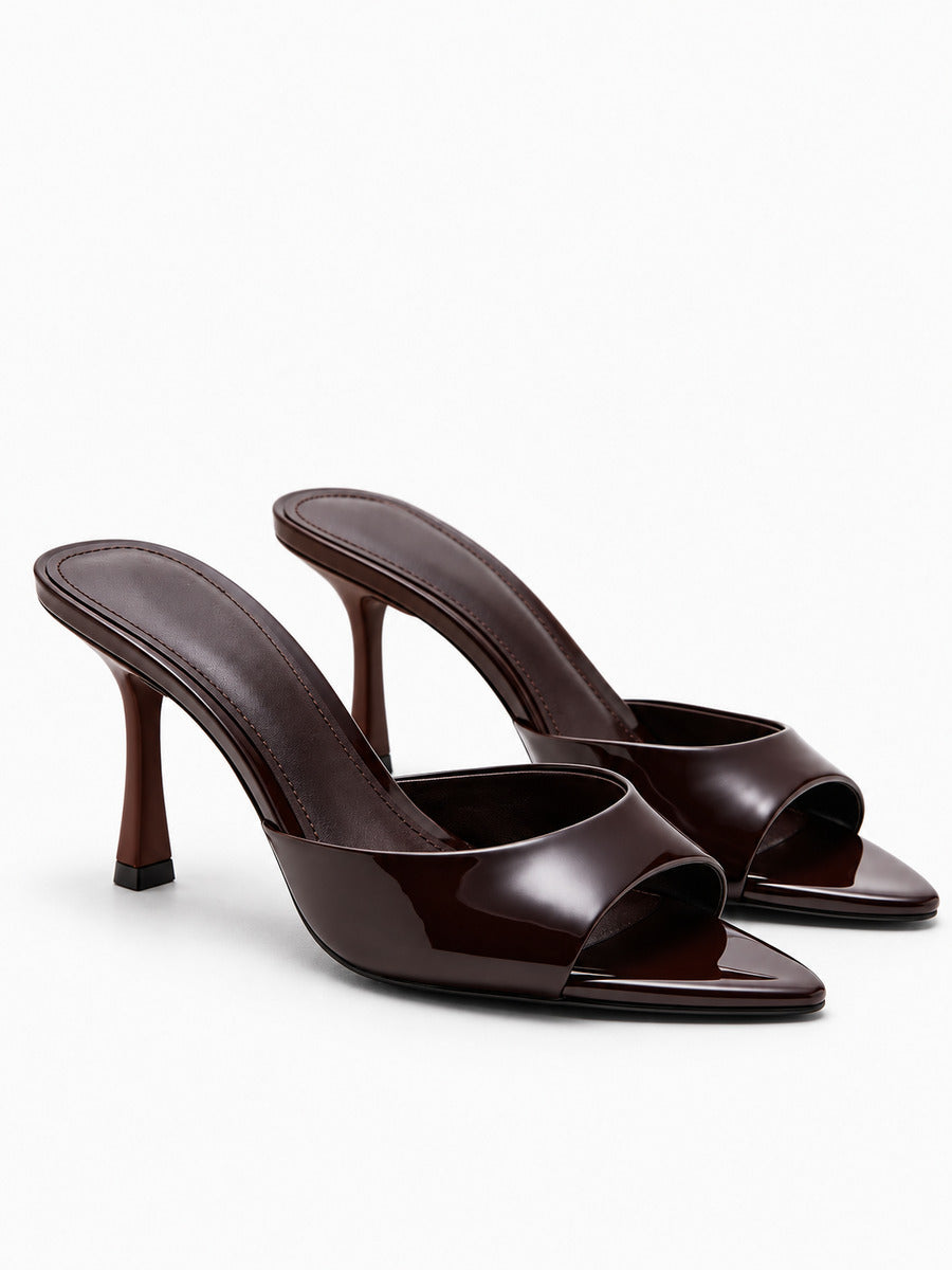 Eliane – Mule gladiateur femme – Marron foncé — trois quarts