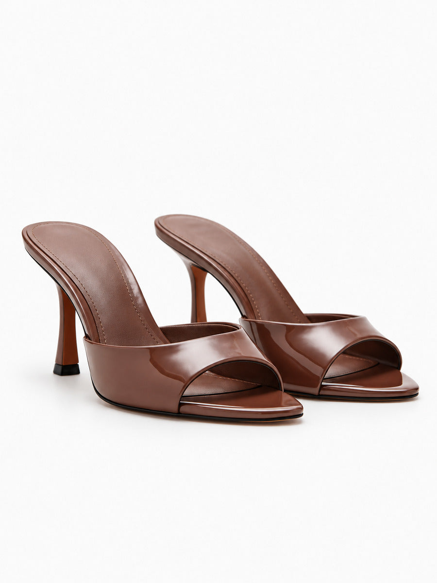 Eliane – Mule gladiateur femme – Marron — trois quarts