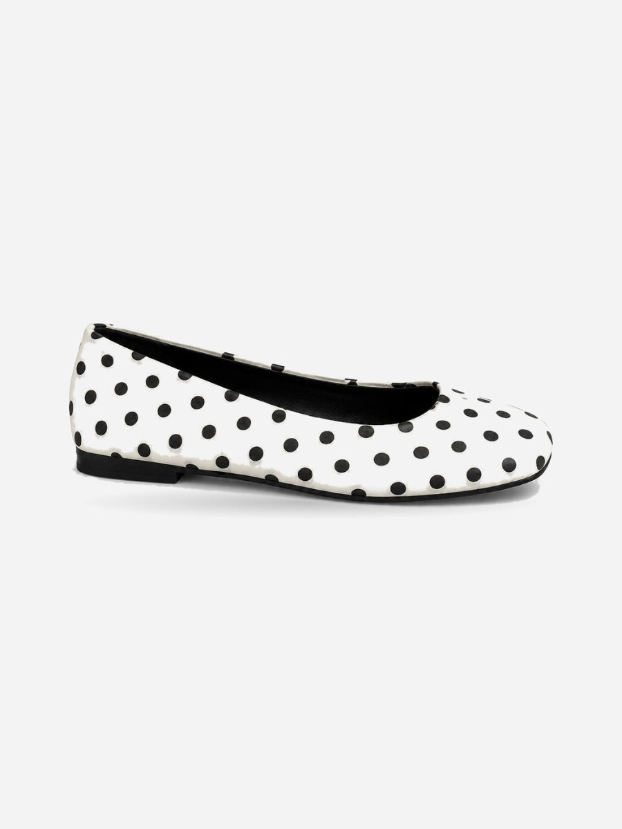 Élise-Marie – Ballerine à pois à enfiler femme – Blanc — profil droit