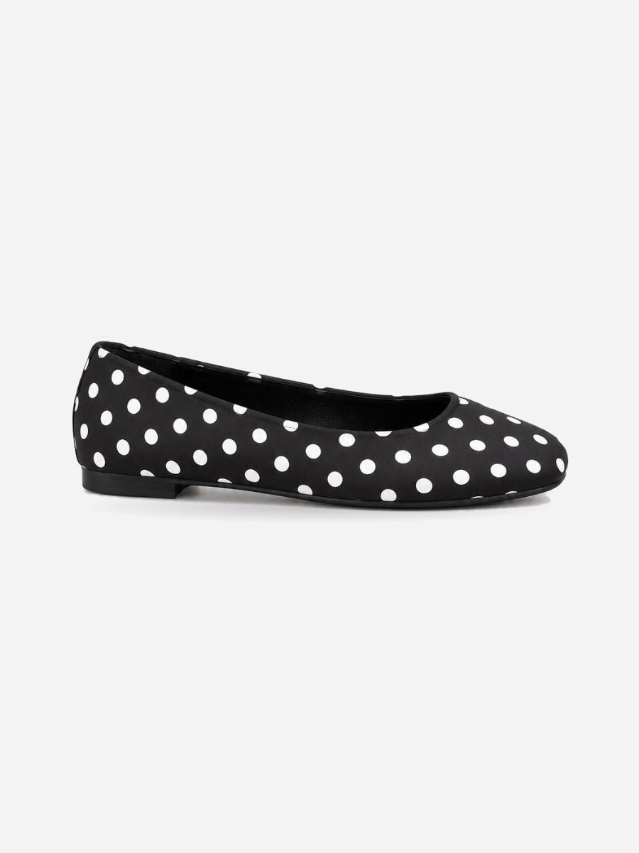 Élise-Marie – Ballerine à pois à enfiler femme – Noir — profil droit
