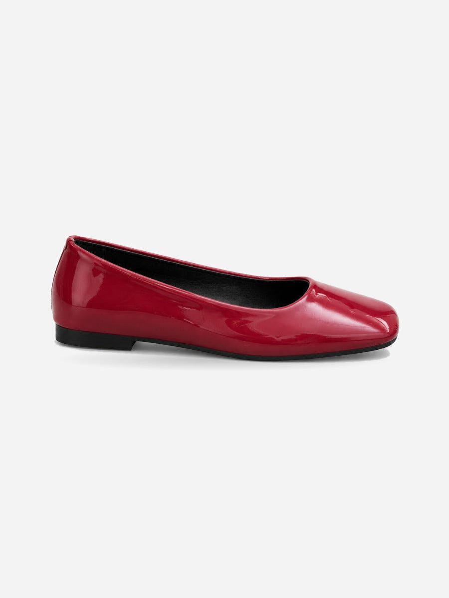 Élise-Marie – Ballerine à pois à enfiler femme – Rouge — profil droit