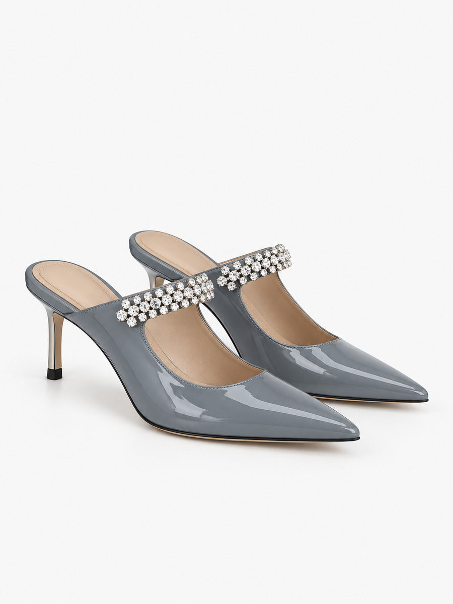 Élodie – Escarpin à talon haut et diamant femme – Bleu — paire 3/4