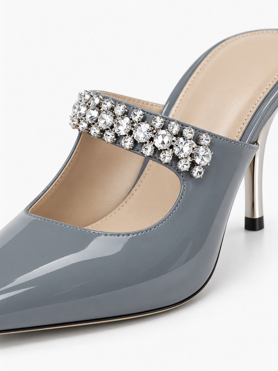 Élodie – Escarpin à talon haut et diamant femme – Bleu — détail