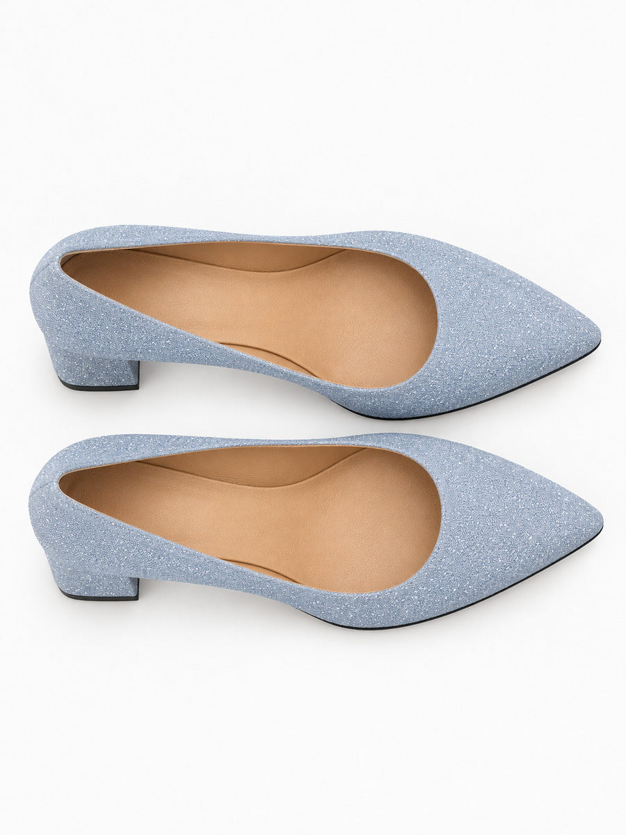 Emmanuelle – Escarpin à talon épais femme – Bleu — dessus