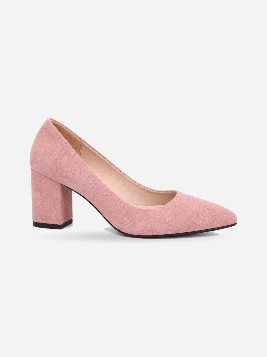 Emmanuelle – Escarpin à talon épais femme – Rose — profil droit