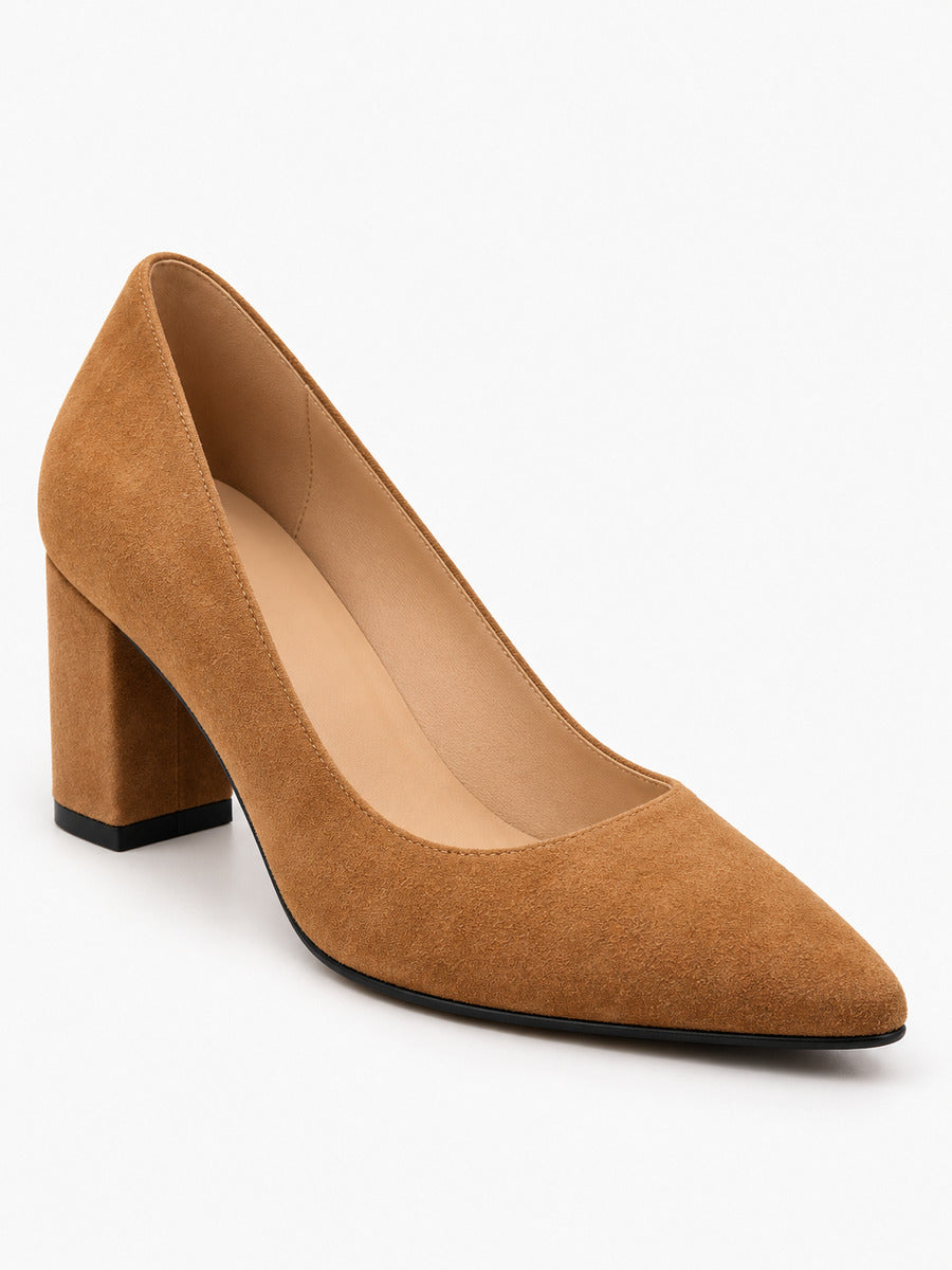 Emmanuelle – Escarpin à talon épais femme – Kaki — détail