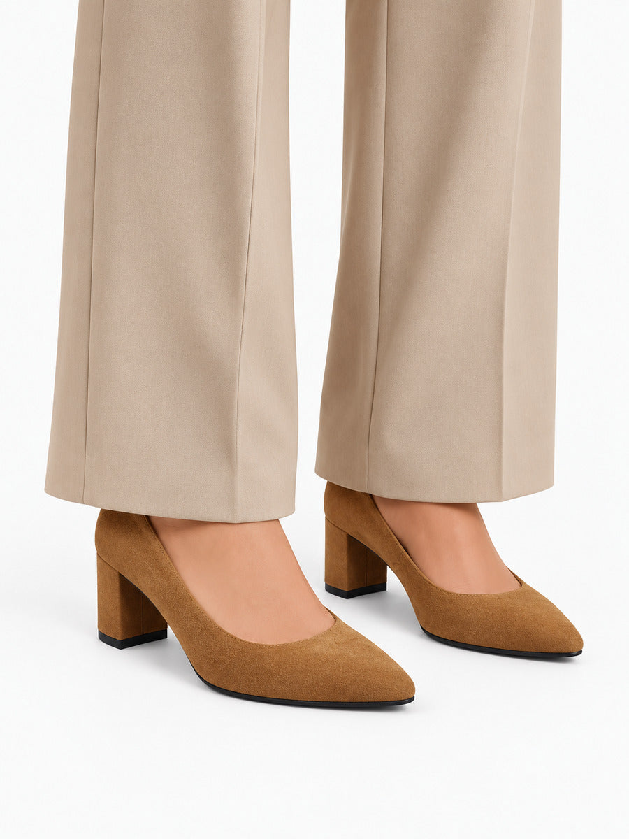 Emmanuelle – Escarpin à talon épais femme – Kaki — portée