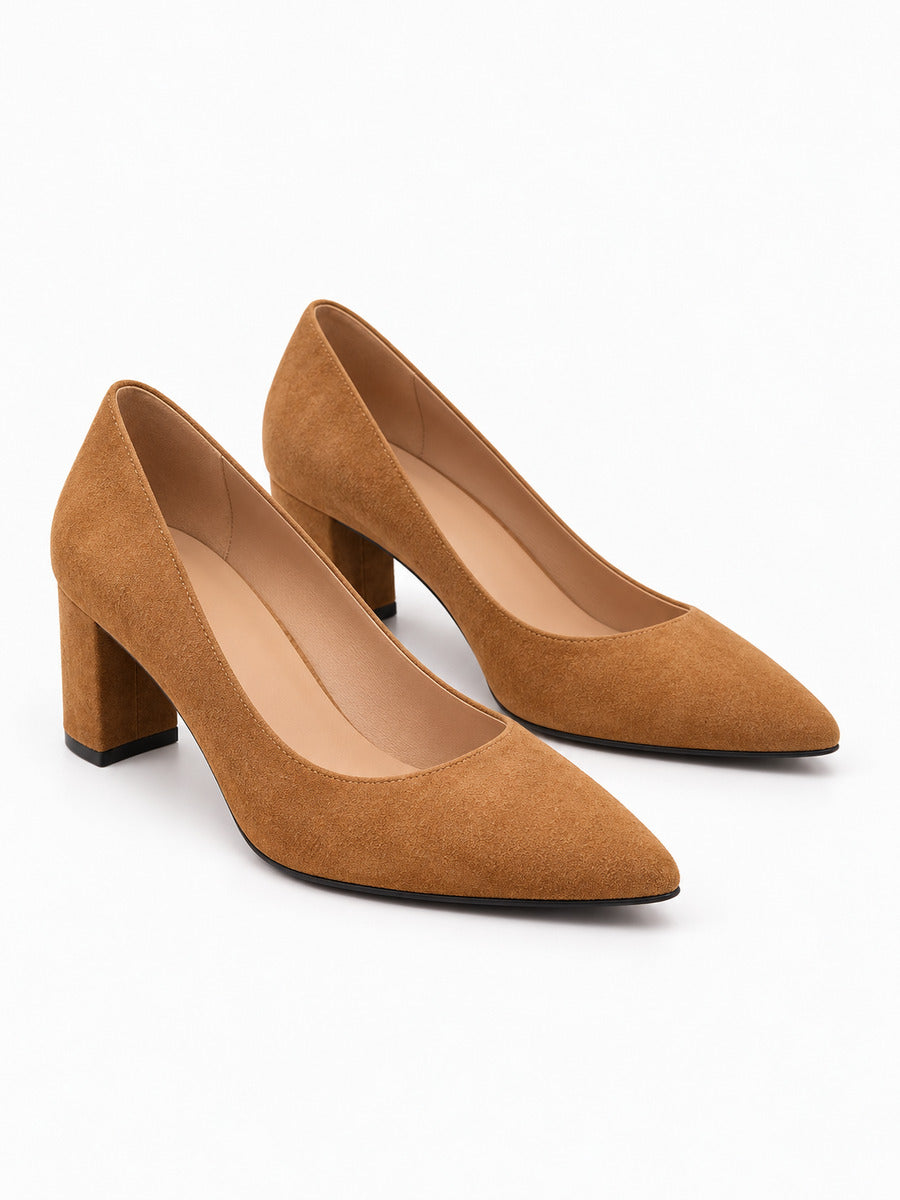 Emmanuelle – Escarpin à talon épais femme – Kaki — trois quarts