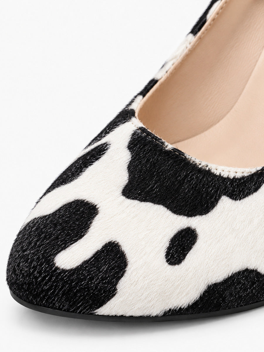 Emmanuelle – Escarpin à talon épais femme – Noir et blanc — détail