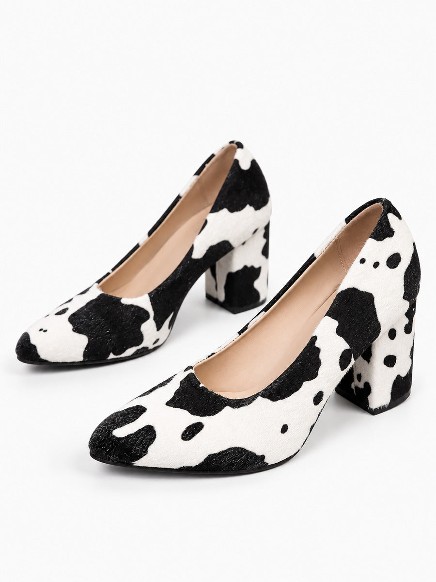Emmanuelle – Escarpin à talon épais femme – Noir et blanc — trois quarts