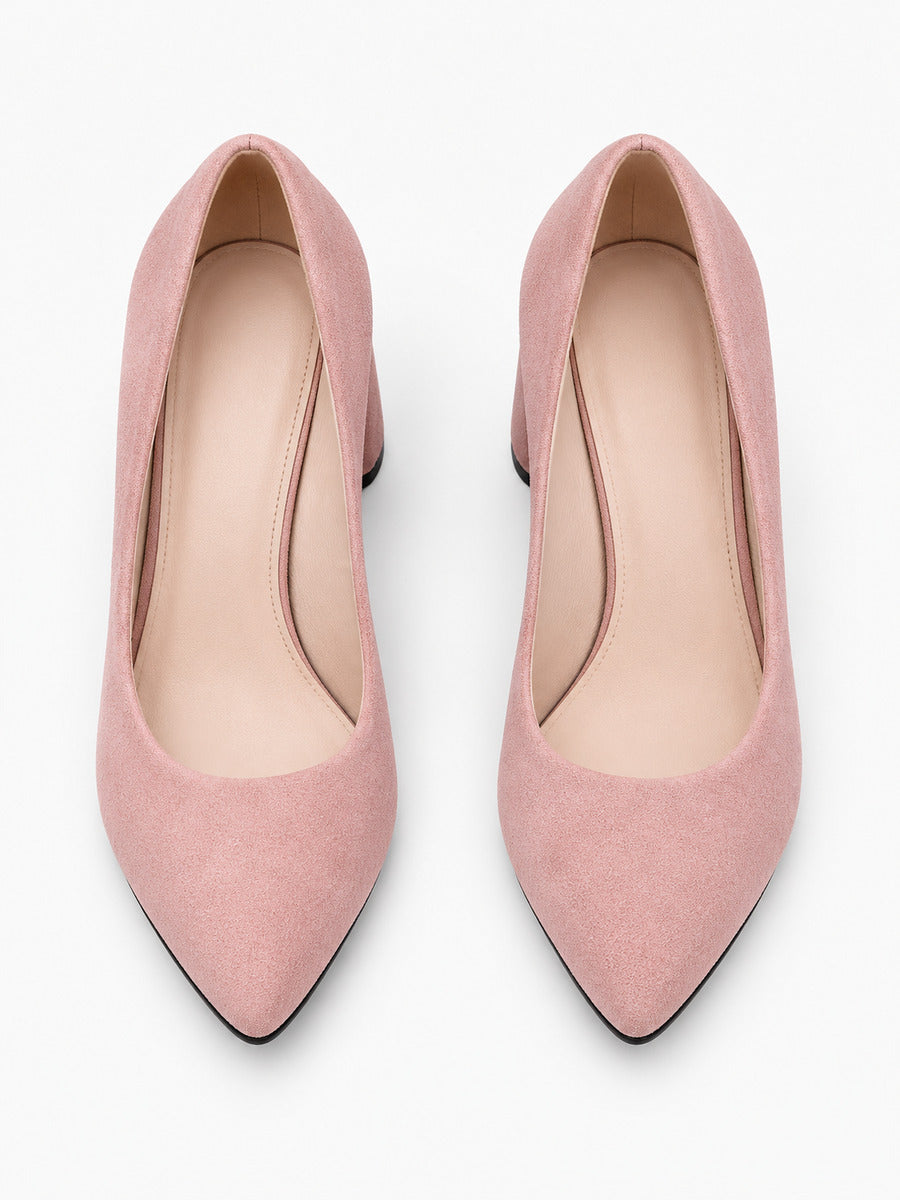 Emmanuelle – Escarpin à talon épais femme – Rose — dessus