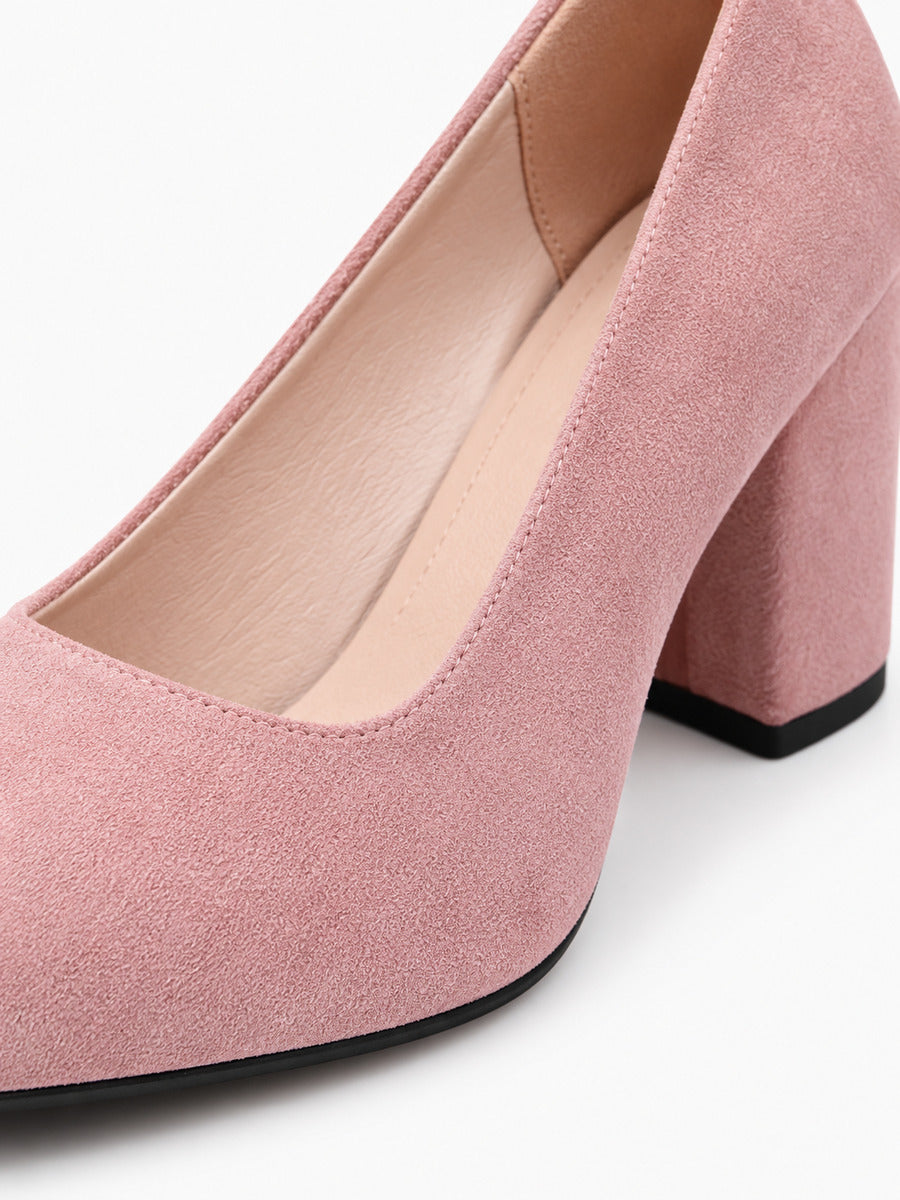 Emmanuelle – Escarpin à talon épais femme – Rose — détail